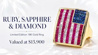 American Flag Ring Made of Ruby, Sapphire & Diamond  | Limited Edition | Gem Shopping Network
