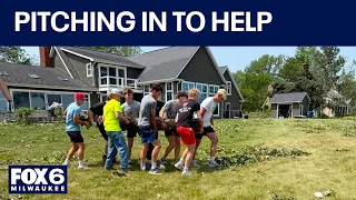 Menasha tornado: Baseball training facility, players pitch in to help | FOX6 News Milwaukee
