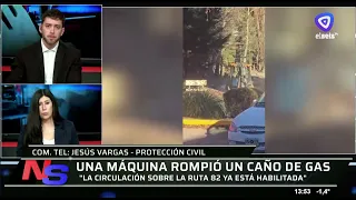 A machine broke a gas pipe at the entrance to the Los Coihues neighborhood