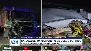 Garayalde: un camionero se quedó dormido y volcó en la ruta nacional 3