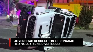 Cuatro jóvenes resultan lesionadas tras choque y volcadura en Durango