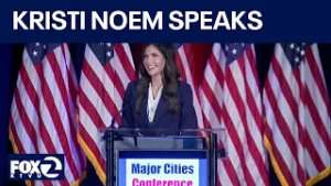 Kristi Noem speaks at conference moments after Trump announces firing | KTVU