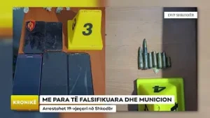 ME PARA TË FALSIFIKUARA DHE MUNICION/ Arrestohet 19-vjeçari në Shkodër