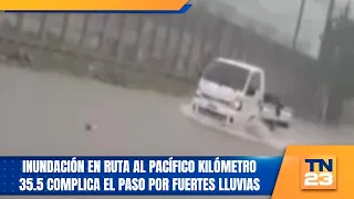 Flooding on Pacific Highway kilometer 35.5 complicates passage due to heavy rains
