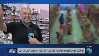 Man caught shoplifting in Goiânia with a child by his side