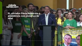 PL makes Flávio Bolsonaro's presidential run official with Milei in attendance