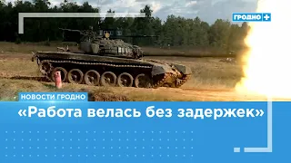 Defense Minister Viktor Khrenin evaluates live-fire exercises at the Gozhsky training ground