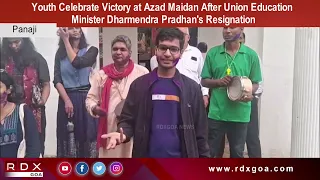 Youth Celebrate Victory at Azad Maidan After Union Minister Dharmendra Pradhan's Resignation