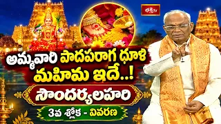 అమ్మవారి పాదపరాగ ధూళి మహిమ ఇదే..! సౌందర్యలహరి 3వ శ్లోక భాష్యం | Soundarya Lahari EP - 2