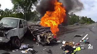 Bodycam video shows deputy rescue driver after fatal crash in Harford County