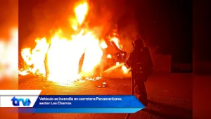 Vehículo se incendia en carretera Panamericana, sector Los Chorros