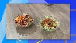 Two cabbage salads with easy dressings