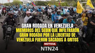 SEBIN members who infiltrated the Great Ride for the Freedom of Venezuela were shouted down and c...