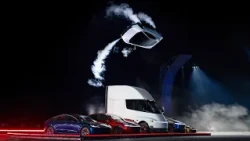 Elon Musk unveils his flying sports car, the Tesla Roadster