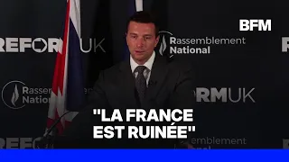 Jordan Bardella aux côtés de Nigel Farage: le président du RN affirme que "la France est ruinée"
