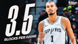 Виктор Вембаньяма назван лучшим защитником месяца в Западной конференции @kia за февраль.