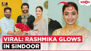 Rashmika Mandanna’s SINDOOR look steals spotlight as she and Vijay Deverakonda meet Telangana CM