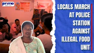Locals march at police station against illegal food unit