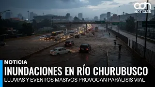 Torrential rains flood Río Churubusco and paralyze Iztacalco