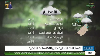 التهاطلات المطرية خلال الـ24 ساعة الماضية