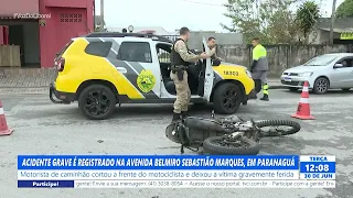 ACIDENTE GRAVE É REGISTRADO NA AVENIDA BELMIRO SEBASTIÃO MARQUES, EM PARANAGUÁ