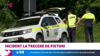 Incident la trecere de pietoni: doi oameni, la un pas de a fi loviți de două camioane