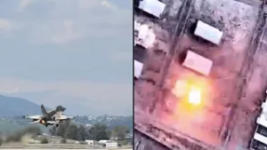 Israeli army images of Israeli fighter jets and strikes over Iran