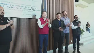 Normal Rural J. Guadalupe Aguilera celebra centenario con nuevo gimnasio-auditorio