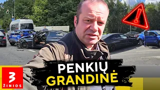 Chaosas Mokslininkų gatvėje: penki automobiliai, užtvertos juostos ir sužeista keleivė