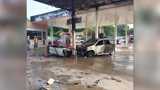 New dad, nurse help woman trapped in burning car