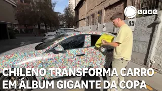 Chilean man turns car into giant World Cup sticker album