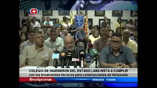 Colegio de Ingenieros del estado Lara insta a cumplir con los líneamientos técnicos para Venezuela