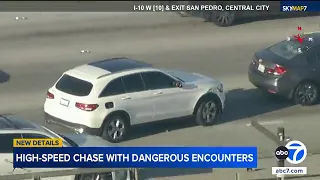 High-speed police chase through LA includes dangerous encounter with dirt bike riders