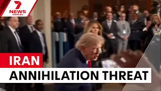 Trump threatens Iran annihilation at UN General Assembly | 7NEWS