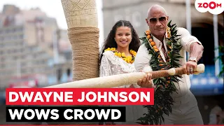 Dwayne Johnson Wows Crowd with Live Singing at 'Moana' Launch, Catherine Laga'aia Attends