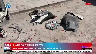 Crashed into 4 cars and fled