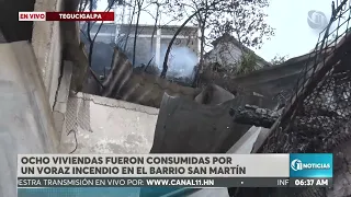 How are the victims of the devastating fire that destroyed eight homes in San Martín doing?