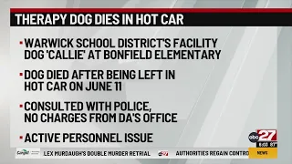 No charges after Warwick School District dog dies in hot car