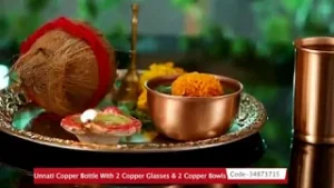Unnati Copper Bottle With 2 Copper Glasses & 2 Copper Bowls