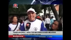 Workers and seniors demand salary increases and social benefits in Lara