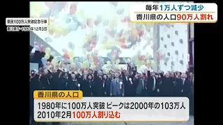 Kagawa Prefecture's population falls below 900,000 for the first time in 58 years; "outflow" of y...