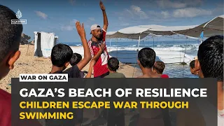 Makeshift swimming school gives Gaza children a rare escape from war