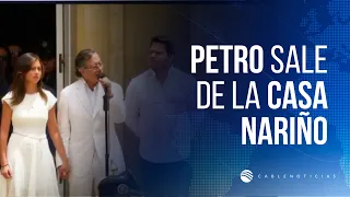 Gustavo Petro leaves the Casa de Nariño accompanied by his cabinet and family