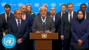 Palestine & others on Israeli Decisions - Security Council Media Stakeout | United Nations