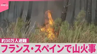 【大規模な山火事】フランス･スペインで約30万人避難  熱波予想で延焼懸念
