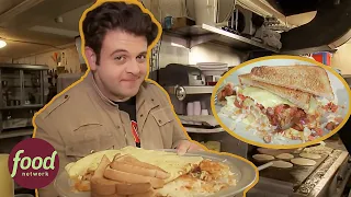 Adam Takes On Giant 12 Egg Southwestern Exposure Omelette In Seattle | Man V Food With Adam Richman