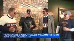Fans celebrate after Chicago Bears defeat Atlanta Falcons 31-23, quarterback Caleb Williams returns