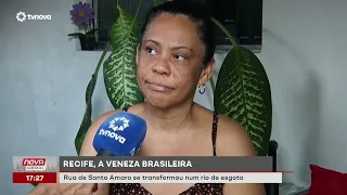 Sewage overflows into street in Santo Amaro, Recife