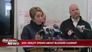 Governor Maura Healey speaks about blizzard cleanup