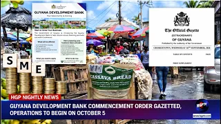 Guyana Development Bank Commencement Order Gazette, Operations To Begin On October 5
